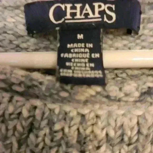 EUC Chaps women's blue and white cable knit sweater - Picture 2 of 2